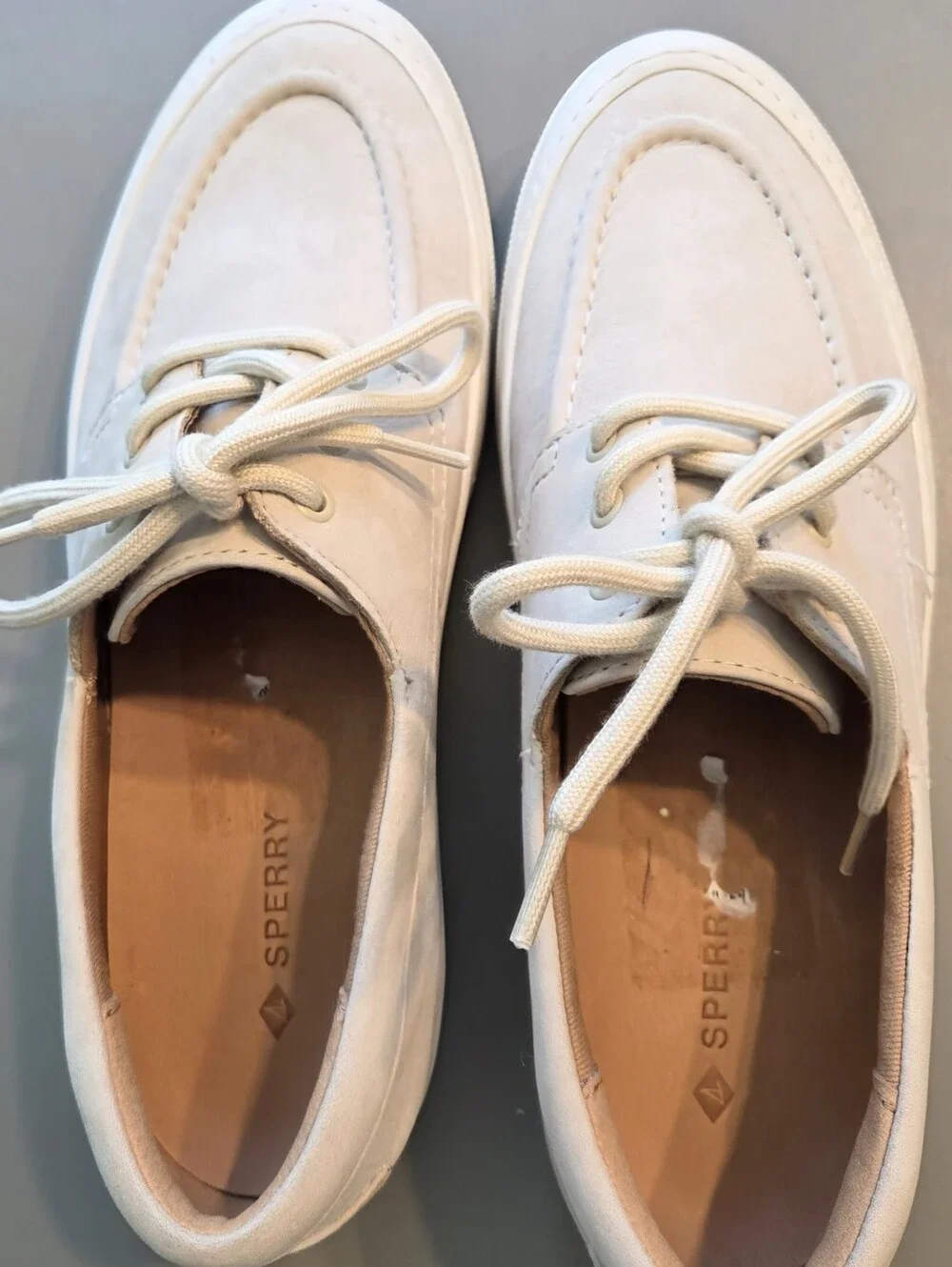 Women's Sperry Cream Suede Boat Shoe Size 8 - Picture 3 of 13